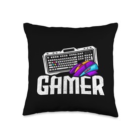 Gamer Video Game Computer PC Online Gaming Keyboard Throw Pillow
