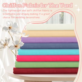 VACVELT Champagne Chiffon Fabric by The Yard, 60 Inch Wide Chiffon Sheer Fabric Bolt Wedding Draping Fabric, Soft Chiffon Fabric for Wedding Arch Draping Backdrop, Party Decoration (Pre-Cut, 1 Yard)