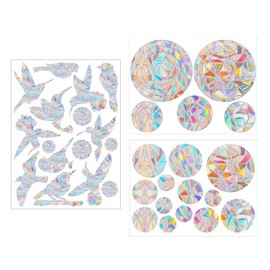 Pack of 45 Prism Window Stickers, Sun Catcher Window PVC Anti-Collision Stickers, Bird Protection, Rainbow Window Film, Circular Suncatcher Sticker, Decoration for Stops, Birds, Door, Window, Dining