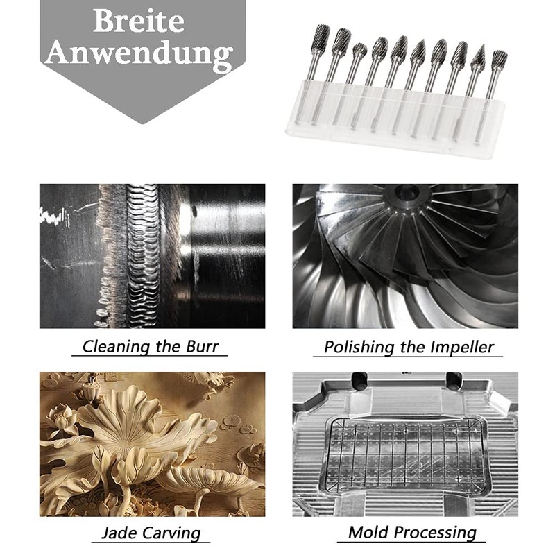Mesee 10 Pieces Carbide Burr Set, Rotary Drill Bit Set,