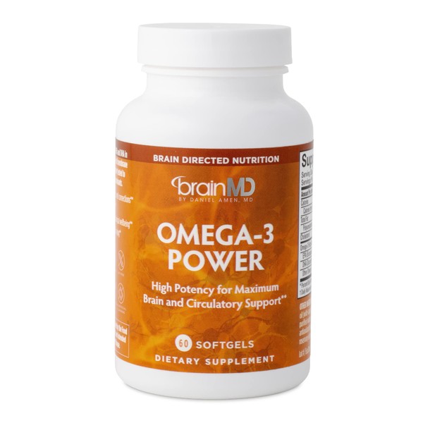 BrainMD Dr Amen Omega-3 Power - 60 Capsules - Joint & Immune Support Supplement - Contains DHA & EPA - Gluten Free - 30 Servings
