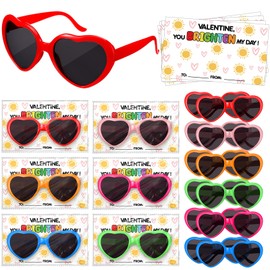 Relaxweex 18 Pcs Valentine's Day Friendship Gift Set Valentine Heart Shaped Sunglasses with Cards Valentine Party Favors Supplies Heart Shaped Glasses Exchange Prizes