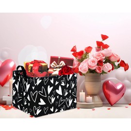 TIBAOLOVER Rectangular Kids Storage Basket Gift Basket Baby Storage Basket Cute Kids Toy Storage Bin Organizer Shelf Book Basket Room Decor(Black Love Heart)