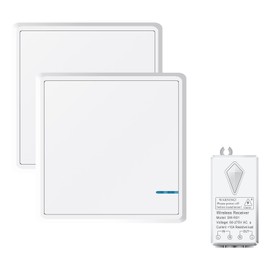 NineLeaf Wireless Lights Switch Kit, Remote Wall Switch Wireless Control Lamps Fans Devices Appliances On/off, Self-Powered Transmitter With Battery (2 one-way wireless switch + 1 receiver)