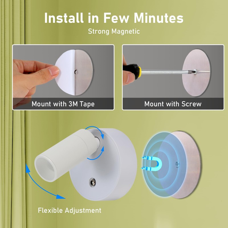 VIGMOJ LED Wireless Spotlights with Remote Up Lights Indoor Dimmable
