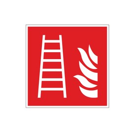 'Brand Schutzauf "F003 FIRE ESCAPE LADDER – 10 x 10 cm [Text in that _ 159/DIN EN ISO 7010, Instructions, Caution, Warning, Fire, Fire Escape Ladder