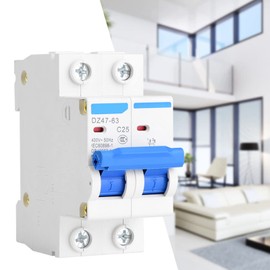 AC Isolator Switch Low Voltage 400V 2P DIN Rails DZ47-63 Circuit Breaker, Open Circuit Breaker for Solar Energy Combination Boxes Circuit Breaker (25A)