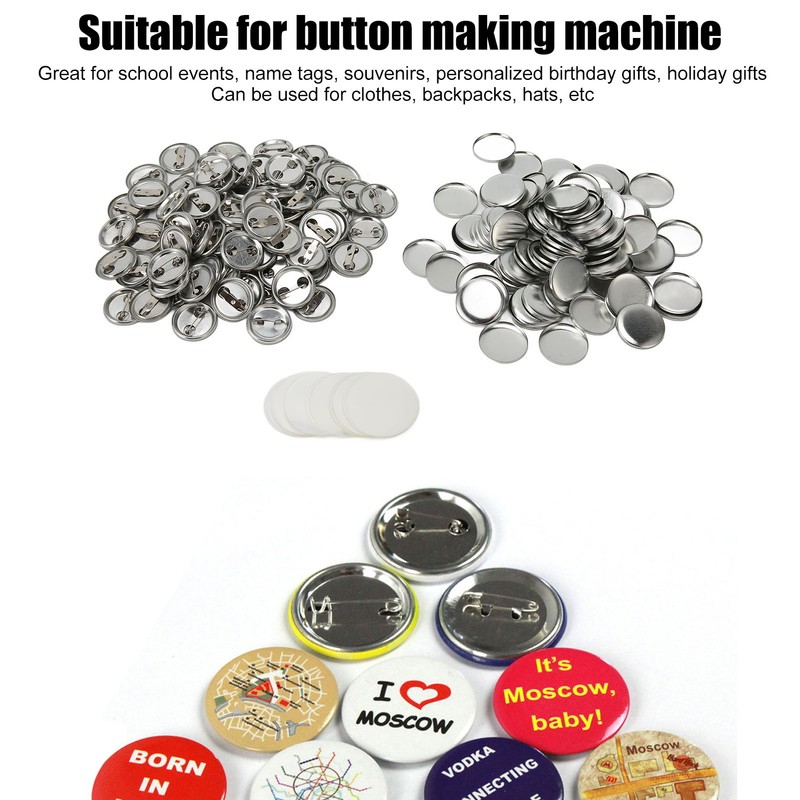 100 Sets Blank Button Badge Parts Set Round Shape Rust