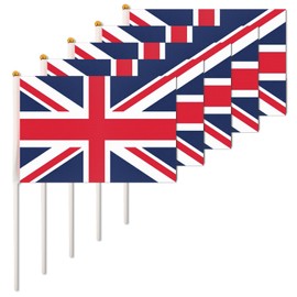 ASUNO Pack of 20 Mini Hand Hold Flag 14 × 21 cm Mini Britain British Flag Polyester for Football Club Party Decorations International Festivals Indoor and Outdoor