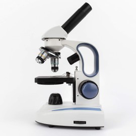 AmScope M158C-2L-E Digital Cordless Compound Monocular Microscope, WF10x and WF25x Eyepieces, 40x-1000x Magnification, Upper and Lower LED Illumination with Rheostat, Brightfield, Single-Lens Condenser, Coaxial Coarse and Fine Focus, Plain Stage, 110V or