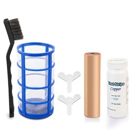 Binmaton Pool Ionizer Copper Anode Replacement (Copper Anode*1, Filter Basket*1, Metal Brush*1, Copper Test Strips*1, Screw*2), Copper, Blue, White, Black, RE001