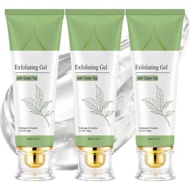 Gel exfoliante de triple enzima, gel exfoliante con té verde (3pcs) Exfoliante facial de poros profundos, Gel hidratante que limpia la piel, Exfoliante facial suave, Ilumina el tono, Nutre la