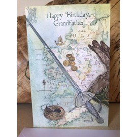 Popular Greetings Happy Birthday Grandfather From Grandchild Extra Special Map Sword Coins Gloves