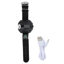 Outdoor Waterproof LED Portable Wrist Light Highlight Flashlight with Display Screen Electronic Watch Functionblack