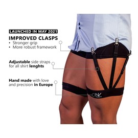 NV Holders: S-Holder - Premium Shirt Sticks, Shirt Holder, Shirt Garters, Shirt Tucker for Men, black