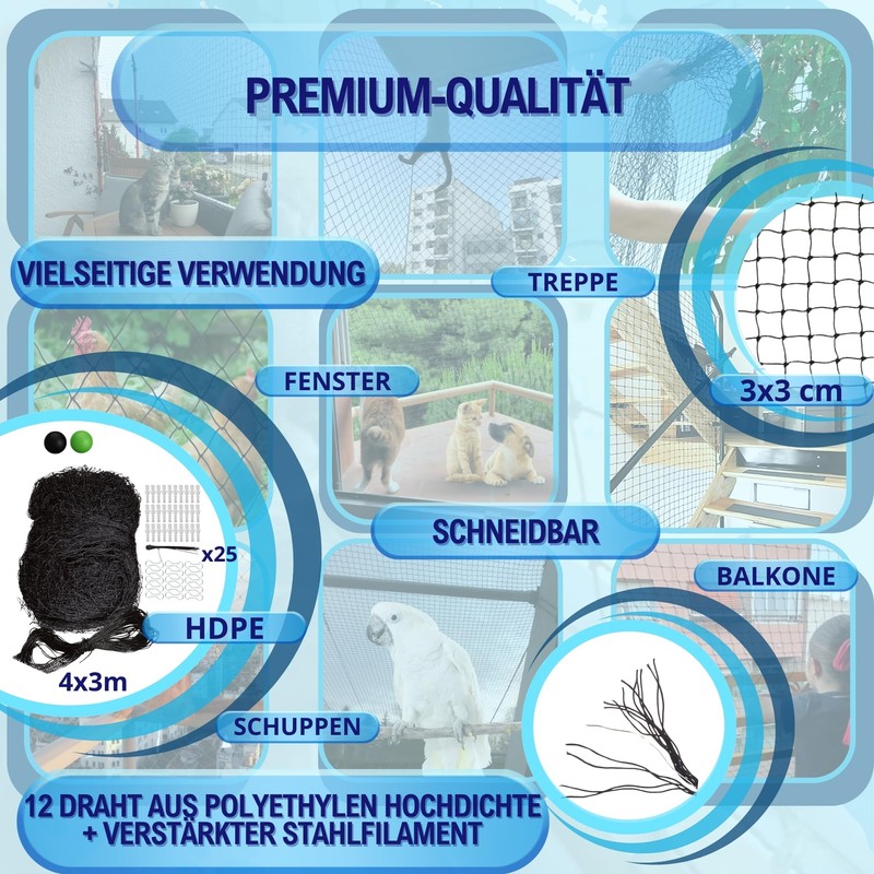 BECISPER Reinforced Cat Net - Cat Net Patio, Cat Net