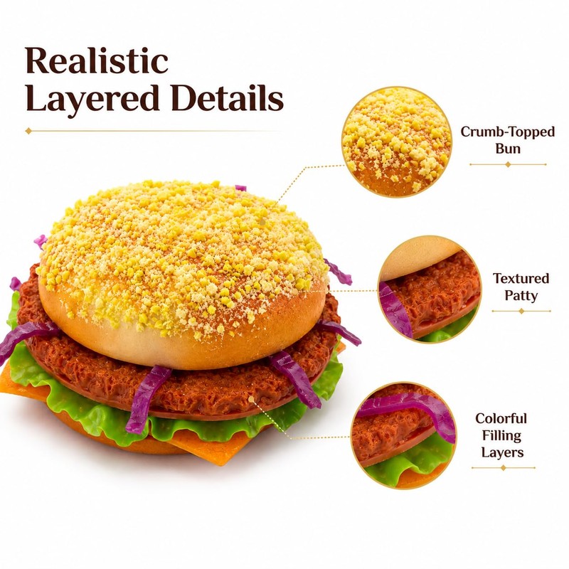 Artificial HamburgerRealistic Fake Food Display Faux Burger Bread Model for