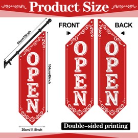 Jetec Open Feather Flag Wall-mounted Flag for Business Open Banner Outdoor with Pole and Ground Stake 11.8 x 40.9 Inch Advertising Double-sided Wall-mounted Sign Flags(Red and White)