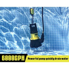 6699 6000GPH Submersible Sump Pump with Float Switch1.5HP Sewage Effluent Pump with 16FT Power Cord for Pool Draining, Flooded House, Sump Pit, Pond Water Removal