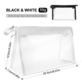 hoinya Clear Pencil Case, Large Capacity Pencil Case for Exam Waterproof PVC Pen Pencil Bag for Boys Girls, White