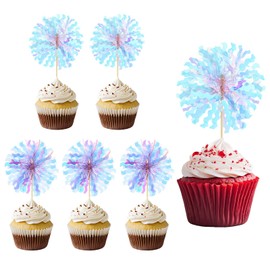 PATIKIL Firework Cupcake Toppers, 30 Pcs Sparkle Tassel Cupcake Picks Birthday Party Graduation Wedding Foil Decor Cocktail Food Fruit Toothpicks Christmas, Sparkle Pink/Sparkle Purple