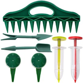MOAZIFI Set of 7 Dibber and Planting Aid - Sowing Aid with Adjustable Seeder Planting Aid for Horticulture Vegetable Growing for Horticulture Sowing, Loosening Soil and Watering