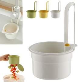 Faucet Hanging Strainer, Press Automatic Dumping Kitchen Draining Basket, Food Fruit Vegetable Drain Shelf Sink Storage Holder, for Home，Kitchen （White）