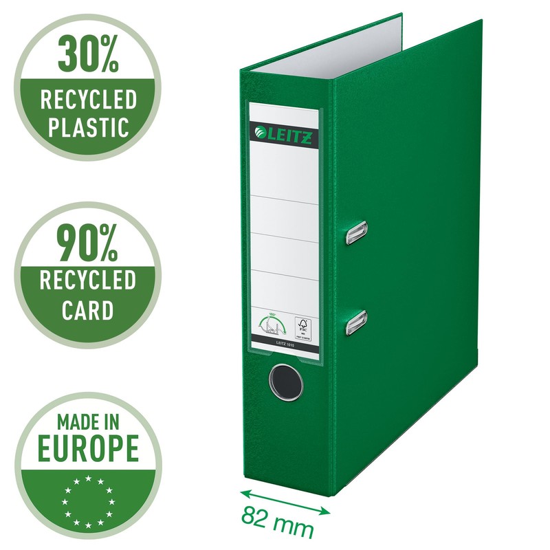 Leitz Plastic Lever Arch File, 90 Percent Recycled Card, 30