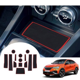 GAFAT Compatible with Renault Arkana 2021-2024 2025 Non-Slip Mats, Arkana 2023 Rubber Mats, Centre Console Drink Holder Mats, Storage Box Mats, Door Seam Mats, Arkana Accessories (Red)