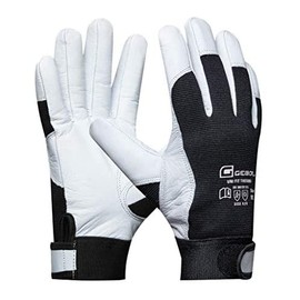 Gebol Uni Fit Thermal Winter Work Gloves Made of Goat Leather with Velcro Fastening Thermal Gloves with Cold Insulating Warm Lining for Men Size XXL (Size 11) White/Black 1 Pair