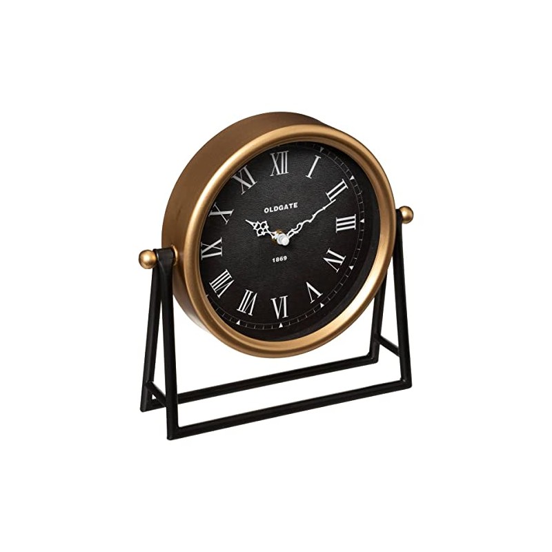 ATMOSPHERA Black and Gold Metal Stand Clock