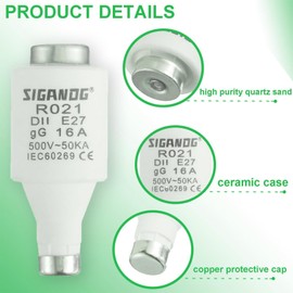 20-Pack R021 Spiral Ceramic Fuses ，16A Slow-Blow Fuse Links for Household Electrical Safety, Industrial Equipment & Automotive Repairs