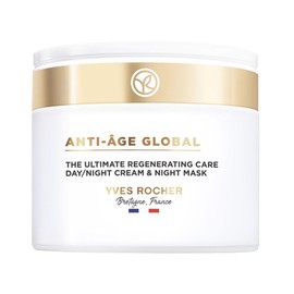 Yves Rocher Crema Facial 3 En 1 Extra Rejuvenecedora Anti-Age Global - Para todo tipo de Pieles - Con Ácido Hialurónico - Crema de Día y Noche y Mascarilla - 75 Ml