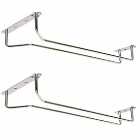 Great Credentials© Set of 2-10-Inch Long, Wine Glass Rack, Wire Hanging Rack, Wine Glass Hanging Rack, Wire Wine Glass Hanger Rack, Stemware Rack, Under Cabinet, Chrome Finish (chrome)
