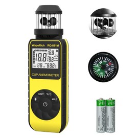 Pocket Anemometer RQ-881M Handheld Anemometer Update Wind Meter with 360° Rotation Any Wind Direction for Measuring Wind Speed, Temperature with LCD Backlight for Shooting, Drone Flying-2022 Newest