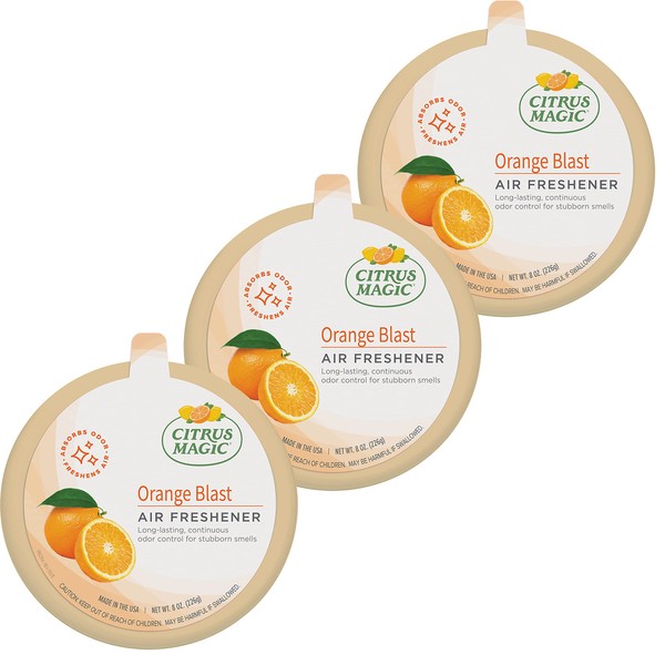 Citrus Magic Odor Absorbing Solid Air Freshener, Orange Blast, 8-Ounce, Pack of 3, 3 Count