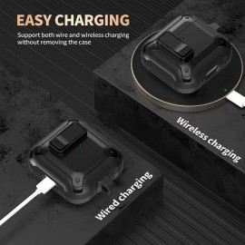 Olytop Airpods 4th Gen Case with Lock Clip Protective Hard Shell with Carabiner&Clea