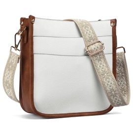 SENDEFN Women's Shoulder Bag, Large Capacity, Cross-body Leather, Shoulder Bag, Popular, Stylish, Present Bag, white-brown
