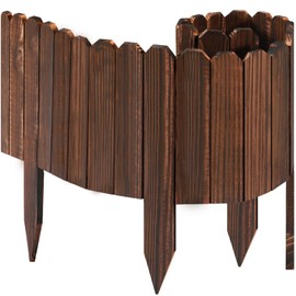 LINSHRY Wood Garden Edging, 7.9 in H x 3.9 ft L Wood Garden Fence for Landscape/Flower Bed Edging Borders, Garden Wooden Fence Edging (2 Pack, Total 7.8ft Length)