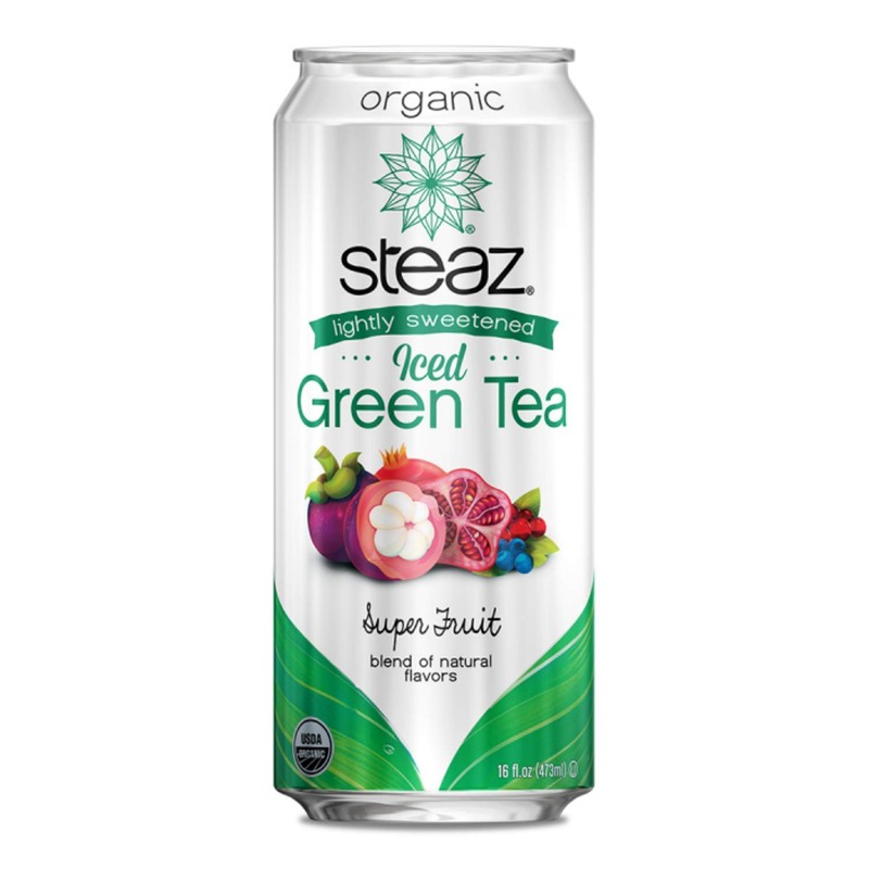 Steaz Organic Lightly Sweetened Iced Green Tea, Superfruit, 16 OZ