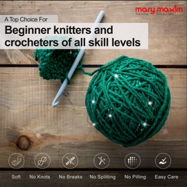 Mary Maxim Starlette Sparkle Yarn, 4 Medium Worsted Weight Green Yarn for Knitting and Crocheting, Acrylic Polyester Blend for Blankets, Clothing, and Decor, 196 Yards - Emerald Green