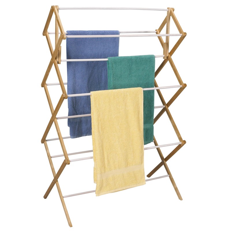 Household Essentials Folding Clothes Drying Rack, Wood Frame with Vinyl