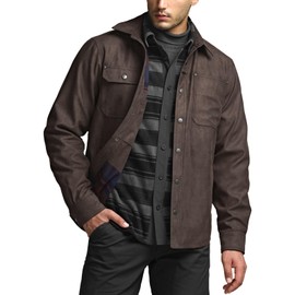 CQR Men's Flannel Lined Shirt Jackets, Long Sleeved Rugged Plaid Cotton Brushed Suede Shirt Jacket, Stealth Woods Night, XX-Large