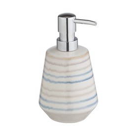 WENKO Navalon Soap Dispenser Made of High-Quality Ceramic, Hand-Painted, Maritime Soap Dispenser in Bright Colours with Interesting Pattern Game, Refillable with up to 350 ml Soap, Diameter 10 x 16