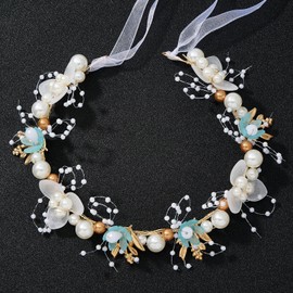 QIUTIMIY Flower Girl Hair Accessory,Princess Headpiece for Bridal Wedding,first communion pearl headpiece for girls Women,Style3