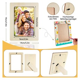 aghoer Set of 4 Wooden Picture Frames, DIY Wooden Picture Frame, DIY Painting Projects, Rectangular Craft Frame Set, for Table Display and Crafts DIY