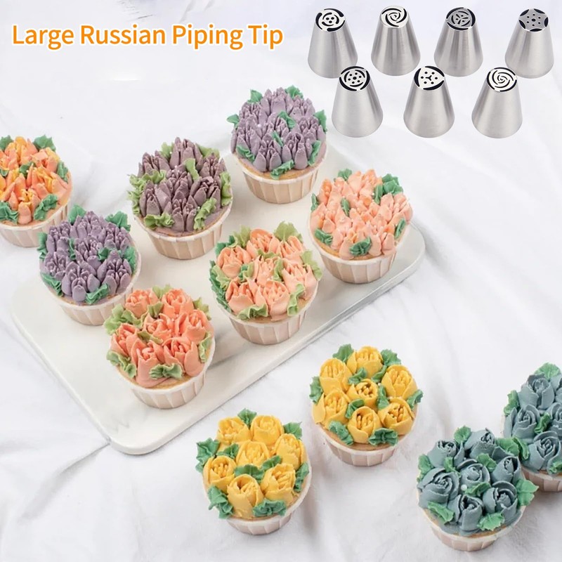 Baipesiy 7-Pieces Large Russian Piping Tip, 304 Stainless Steel Korean