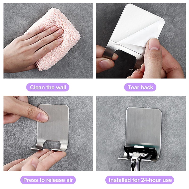 ZeriLion Adhesive Razor Holder & Hook Combo Pack (2+2) -