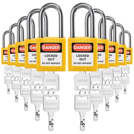Boviisky Lockout Tagout Locks Sets, 10 Yellow Lockout Tagout Safety Padlocks Keyed Different, 2 Keys Per Lock