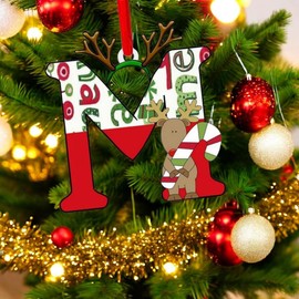 Axahuhavn Letter Pendant Vibrant Christmas Pendant with English Letters DIY Xmas Decor Ornament for 2024 New Year Acrylic Design (M)